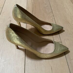 Vintage J.Crew Metallic Gold Leather Heels - Size 9.5 Made in Italy
